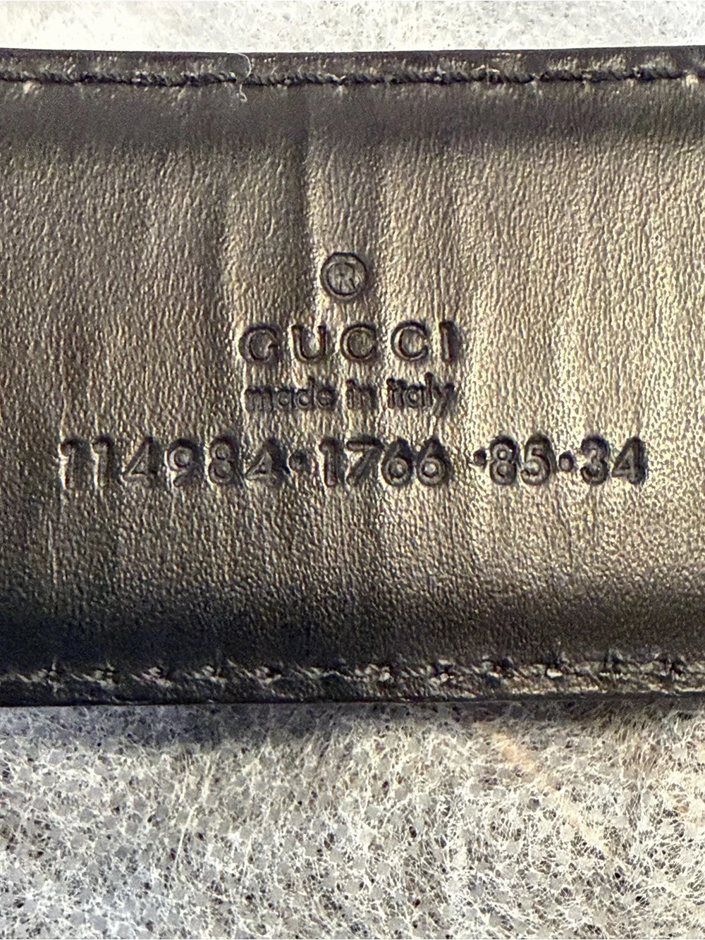 Gucci Black Leather GG Embossed Belt with Silver Interlocking G Buckle